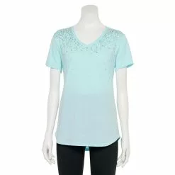 Women's Tek Gear® Essential Short Sleeve Graphic Tee -Teks Gear Clothing Shop 2631893 Aqua Speckle