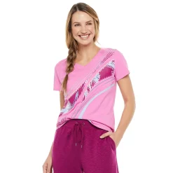 Women's Tek Gear® Essential Short Sleeve Graphic Tee -Teks Gear Clothing Shop 2631893 Floral Swoosh Pink