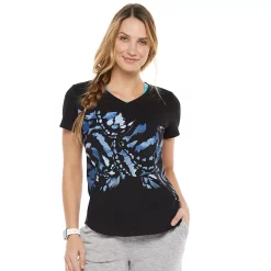 Women's Tek Gear® Essential Short Sleeve Graphic Tee -Teks Gear Clothing Shop 2631893 Flutter Black