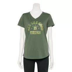Women's Tek Gear® Essential Short Sleeve Graphic Tee -Teks Gear Clothing Shop 2631893 Olive See The Good