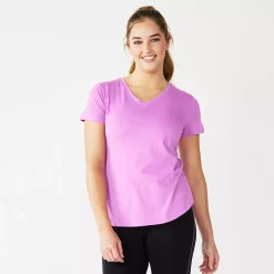 Women's Tek Gear® Essential Short Sleeve Graphic Tee -Teks Gear Clothing Shop 2631893 Purple Floral Stripe