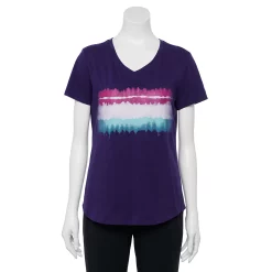 Women's Tek Gear® Essential Short Sleeve Graphic Tee -Teks Gear Clothing Shop 2631893 Stripe Purple