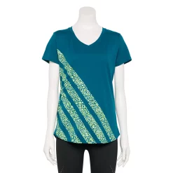 Women's Tek Gear® Essential Short Sleeve Graphic Tee -Teks Gear Clothing Shop 2631893 Teal Stripes