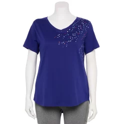 Plus Size Tek Gear® Essential Short Sleeve V-Neck Tee -Teks Gear Clothing Shop 3112953 Navy Stars