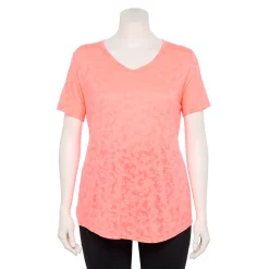 Plus Size Tek Gear® Essential Short Sleeve V-Neck Tee -Teks Gear Clothing Shop 3112953 Orange Burnout