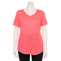 Plus Size Tek Gear® Essential Short Sleeve V-Neck Tee -Teks Gear Clothing Shop 3112953 Pink Burnout