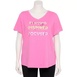 Plus Size Tek Gear® Essential Short Sleeve V-Neck Tee -Teks Gear Clothing Shop 3112953 Pink Inspired