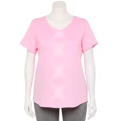 Plus Size Tek Gear® Essential Short Sleeve V-Neck Tee -Teks Gear Clothing Shop 3112953 Rose Geometric