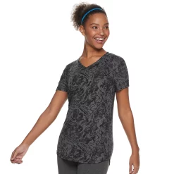 Petite Tek Gear® Moisture-Wicking V-Neck Tee -Teks Gear Clothing Shop 3220626 Burnout Black
