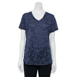 Petite Tek Gear® Moisture-Wicking V-Neck Tee -Teks Gear Clothing Shop 3220626 Navy Burnout