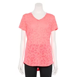 Petite Tek Gear® Moisture-Wicking V-Neck Tee -Teks Gear Clothing Shop 3220626 Pink Burnout