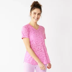 Petite Tek Gear® Moisture-Wicking V-Neck Tee -Teks Gear Clothing Shop 3220626 Violet Burnout