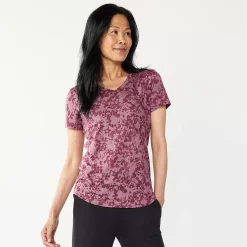 Petite Tek Gear® Moisture-Wicking V-Neck Tee -Teks Gear Clothing Shop 3220626 Wine Burnout