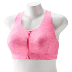Plus Size Tek Gear® Zip-Front Medium Impact Sports Bra -Teks Gear Clothing Shop 4787908 Pink Print