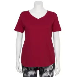 Plus Size Tek Gear® Core V-Neck Tee -Teks Gear Clothing Shop 4998289 Cherry Fusion