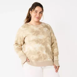 Plus Size Tek Gear® Ultrasoft Fleece Crewneck Sweatshirt 113 Plus Size Tek Gear® Ultrasoft Fleece Crewneck Sweatshirt -Teks Gear Clothing Shop 5000133 Beige Dye Effect