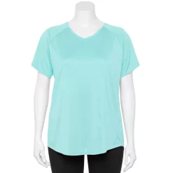 Plus Size Tek Gear® Performance Core V-Neck Tee -Teks Gear Clothing Shop 5016444 Aqua Crystal