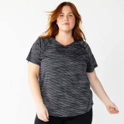 Plus Size Tek Gear® Performance Core V-Neck Tee -Teks Gear Clothing Shop 5016444 Black Spacedye