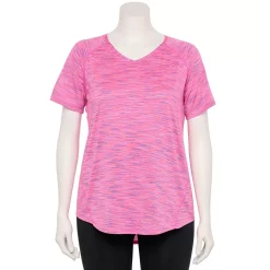 Plus Size Tek Gear® Performance Core V-Neck Tee -Teks Gear Clothing Shop 5016444 Pink Spacedye