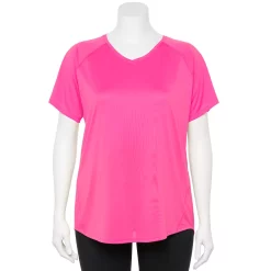 Plus Size Tek Gear® Performance Core V-Neck Tee -Teks Gear Clothing Shop 5016444 Pink Trillion