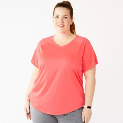 Plus Size Tek Gear® Performance Core V-Neck Tee -Teks Gear Clothing Shop 5016444 Wild Flamingo