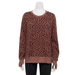 Petite Tek Gear® Ultrasoft Fleece Crewneck Sweatshirt -Teks Gear Clothing Shop 5146364 Brown Leopard