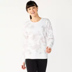 Petite Tek Gear® Ultrasoft Fleece Crewneck Sweatshirt -Teks Gear Clothing Shop 5146364 White Camo