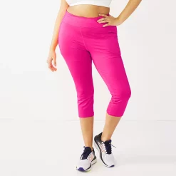 Plus Size Tek Gear® Pocket High-Waisted Capri Leggings -Teks Gear Clothing Shop 5182885 Fuchsia Cashmere