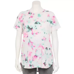 Plus Size Tek Gear® High Slit Tunic Tee -Teks Gear Clothing Shop 5227026 Aqua Multi Dye