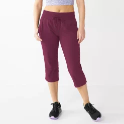 Petite Tek Gear® Essential Straight-Leg Workout Capris -Teks Gear Clothing Shop 5240761 Night Sangria