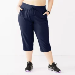 Plus Size Tek Gear® Essential Straight-Leg Capris -Teks Gear Clothing Shop 5242843 Navy Romance