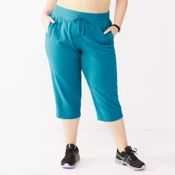 Plus Size Tek Gear® Essential Straight-Leg Capris -Teks Gear Clothing Shop 5242843 Spectacular Teal