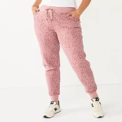 Petite Tek Gear® Ultrasoft Fleece Joggers 20 Petite Tek Gear® Ultrasoft Fleece Joggers -Teks Gear Clothing Shop 5543172 Rose Leopard