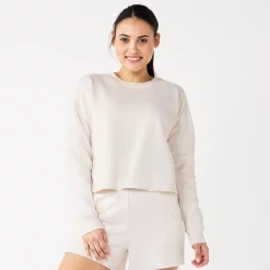 Women's Tek Gear® Ultrasoft Fleece Easy Crop Sweatshirt -Teks Gear Clothing Shop 5543908 Natural Scallop