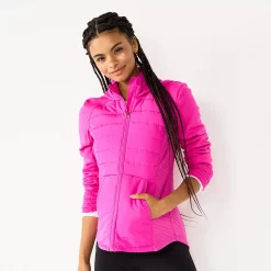 Women's Tek Gear® Hooded Mixed-Media Jacket -Teks Gear Clothing Shop 5561979 Fuchsia