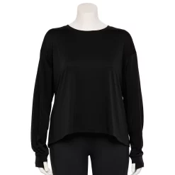 Plus Size Tek Gear® Crewneck Crop Tee -Teks Gear Clothing Shop 5567897 Black