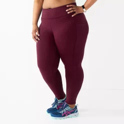 Plus Size Tek Gear® Core High-Waisted Side Pocket 7/8 Leggings -Teks Gear Clothing Shop 5568006 Night Sangria