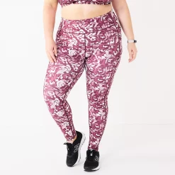 Plus Size Tek Gear® Core High-Waisted Side Pocket 7/8 Leggings -Teks Gear Clothing Shop 5568006 Wine Shapes Print