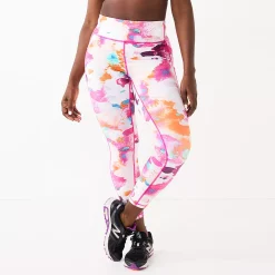 Women's Tek Gear® Ultrastretch High-Waisted Side Pocket 7/8 Leggings -Teks Gear Clothing Shop 5576168 Pink Watercolor Print