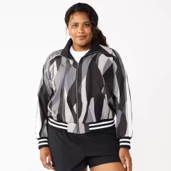 Plus Size Tek Gear® Woven Tracksuit Jacket -Teks Gear Clothing Shop 5638591 Black Abstract