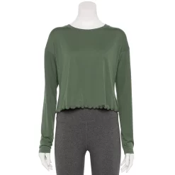 Women's Tek Gear® Lettuce-Edge Cross-Back Top 15 Women's Tek Gear® Lettuce-Edge Cross-Back Top -Teks Gear Clothing Shop 5653063 Esta Olive