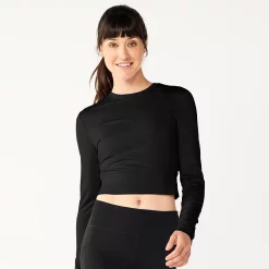 Women's Tek Gear® Ruffle Cutout Crop Tee -Teks Gear Clothing Shop 5653472 Black
