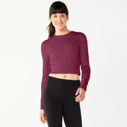Women's Tek Gear® Ruffle Cutout Crop Tee -Teks Gear Clothing Shop 5653472 Night Sangria