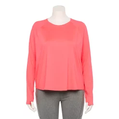 Plus Size Tek Gear® Performance Long Sleeve Tee -Teks Gear Clothing Shop 5656046 Fanatic Pink