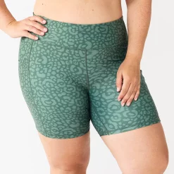 Plus Size Tek Gear® Ultrastretch 7-in. Bike Shorts -Teks Gear Clothing Shop 5663392 Green Leopard