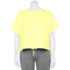 Plus Size Tek Gear® Stretch Fleece Cinched-Waist Top -Teks Gear Clothing Shop 5663601 Real Lemon