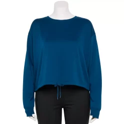 Plus Size Tek Gear® Stretch Fleece Cinched-Waist Top -Teks Gear Clothing Shop 5663621 Blue Crayon
