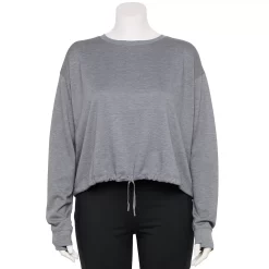 Plus Size Tek Gear® Stretch Fleece Cinched-Waist Top -Teks Gear Clothing Shop 5663621 Smokey Slate