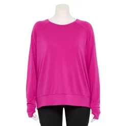 Plus Size Tek Gear® Keyhole Back Long-Sleeve Tee -Teks Gear Clothing Shop 5664890 Fantasy Berry