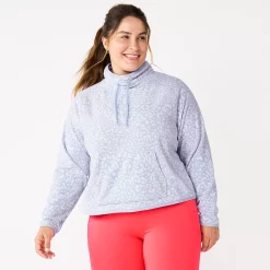 Plus Size Tek Gear® Microfleece Crop Cowlneck Sweatshirt 10 Plus Size Tek Gear® Microfleece Crop Cowlneck Sweatshirt -Teks Gear Clothing Shop 5664967 Lavender Leopard